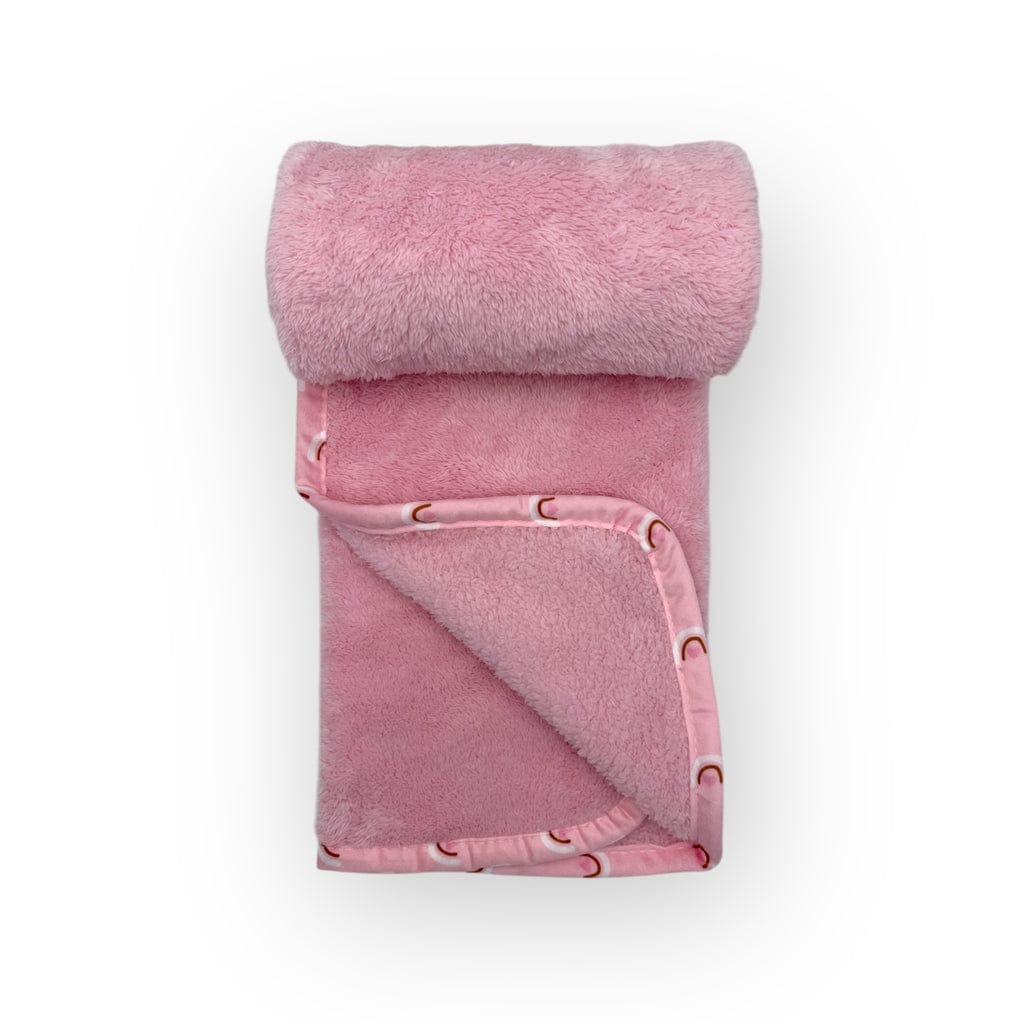 Mothers Choice BABY BLANKET Mothers Choice Super Soft Coral Fleece With Printed Mink Binding Blanket And Pillow Set Girl's Pink Bear BLK3250