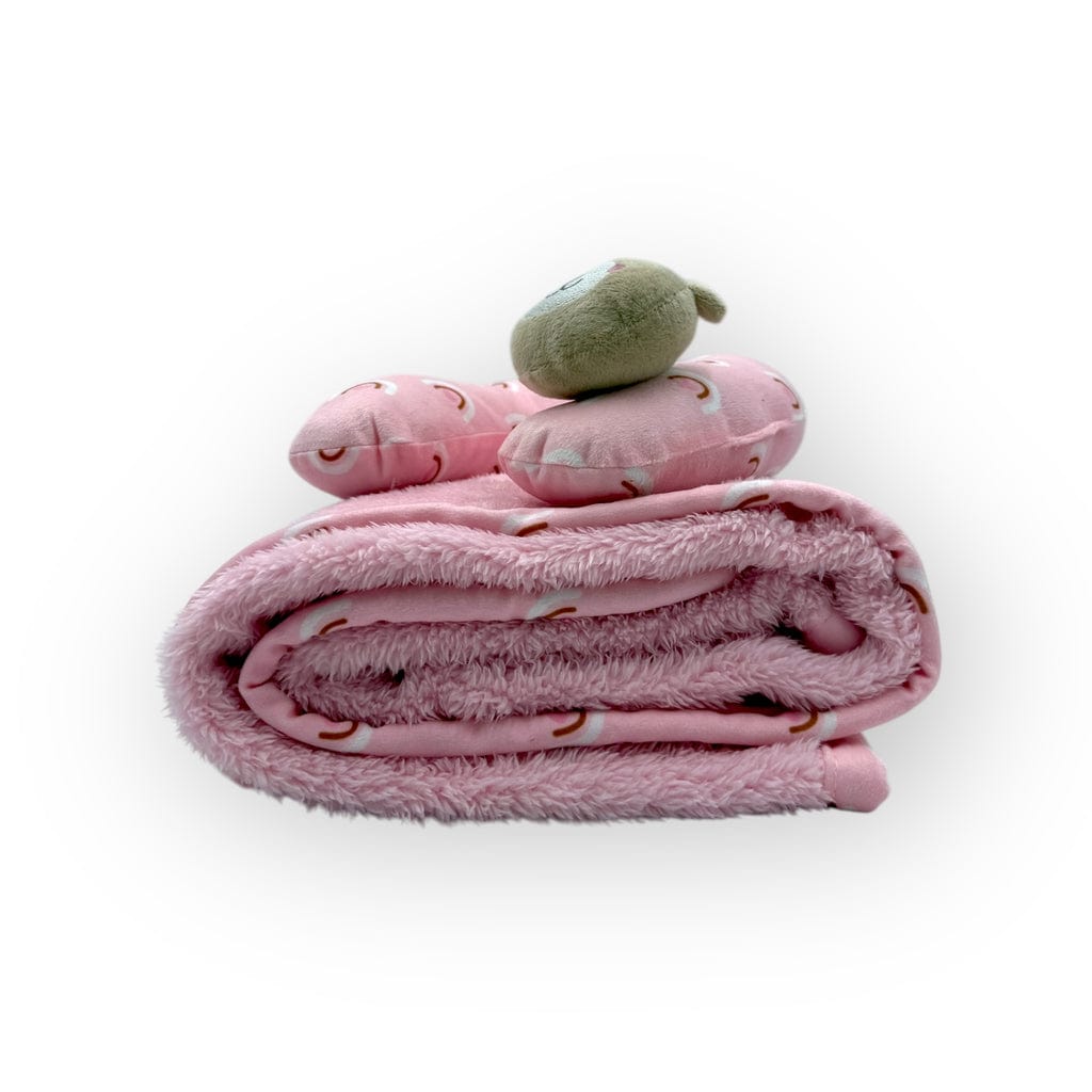 Mothers Choice BABY BLANKET Mothers Choice Super Soft Coral Fleece With Printed Mink Binding Blanket And Pillow Set Girl's Pink Bear BLK3250