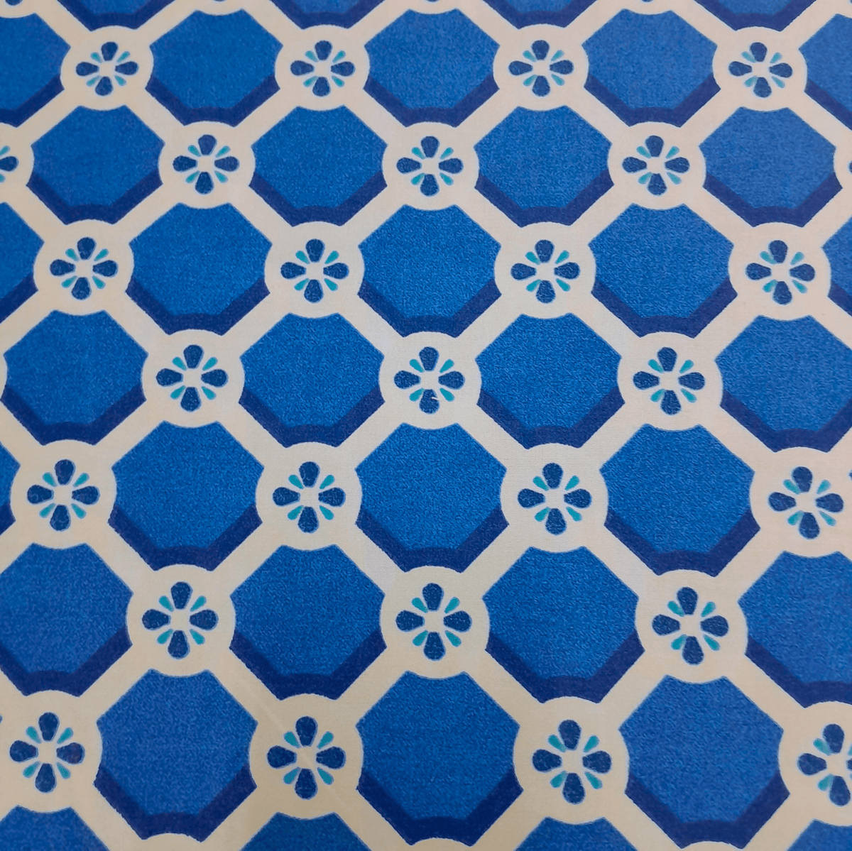 MSR Cotton Fabric Blue Printed Cotton Fabric Trellis 150 cm