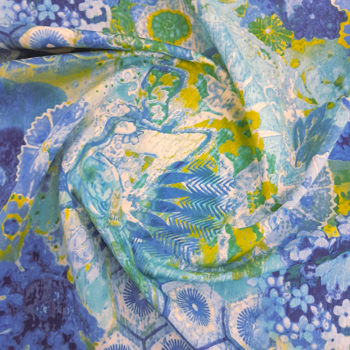 MSR Cotton Fabric Printed Cotton Fabric Wind Flower C Sapphire 140 cm