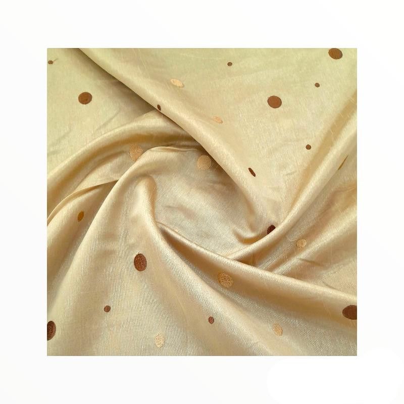MSR Curtain Fabrics Dark Khakhi Silk Two Tone Circle Embroidery 280 cm