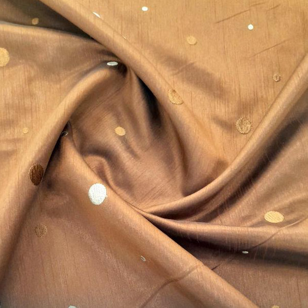 MSR Curtain Fabrics Hickory Silk Two Tone Circle Embroidery 280 cm