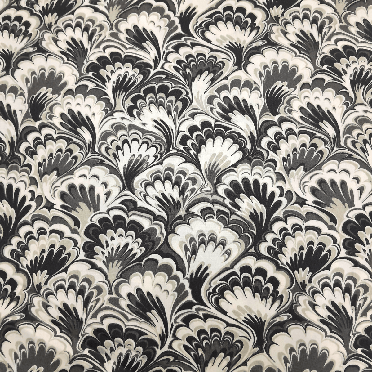 MSR Printed Cotton Fabric Black Printed Cotton Fabric Peacock Pattern 140 cm