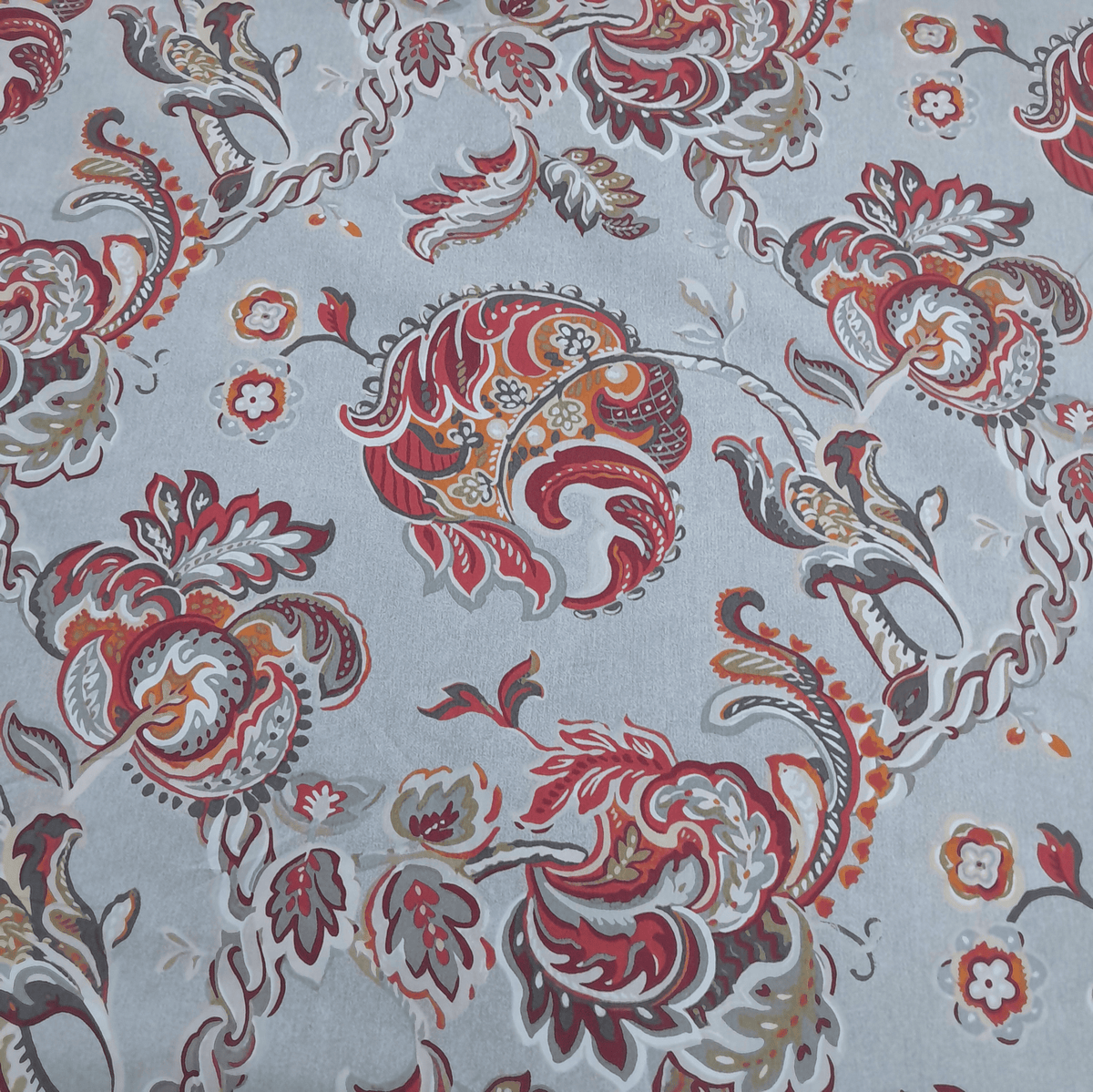 MSR Printed Cotton Fabric Printed Cotton Fabric Jacobean Floral Light Grey 140 cm
