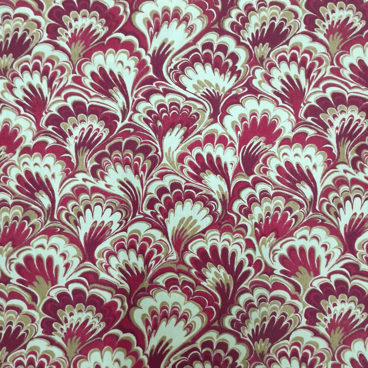 MSR Printed Cotton Fabric Red Printed Cotton Fabric Peacock Pattern 140 cm