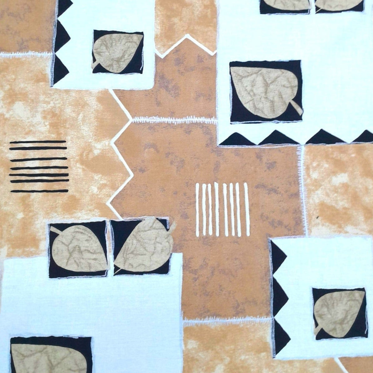 MSR Tabling Fabric Linen Leaf  Natural Polycotton Tabling Fabric 2041 235cm