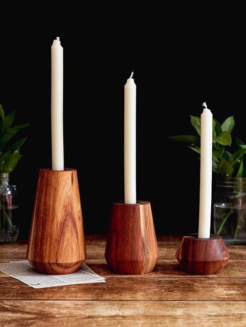 MY Butchers Block Candle & Holder My Butchers Block Vega Candlestick Large Beechwood MBB-Veg-L-BLK
