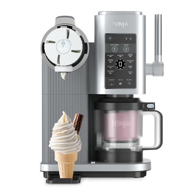 Ninja Creami 13-in-1 Scoop & Swirl Soft Serve and Ice Cream Maker Platinum Silver NC701EU
