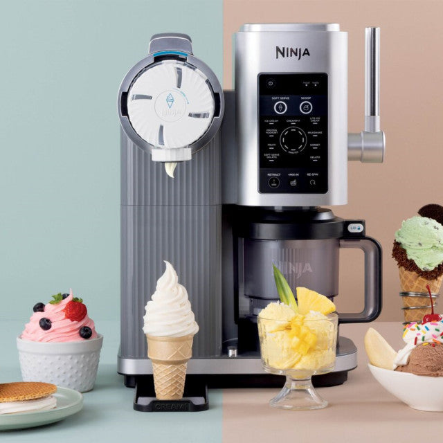 Ninja Creami 13-in-1 Scoop & Swirl Soft Serve and Ice Cream Maker Platinum Silver NC701EU