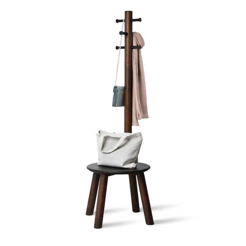 Umbra Pillar Stool and Coat Rack Black & Walnut UMB1014257048