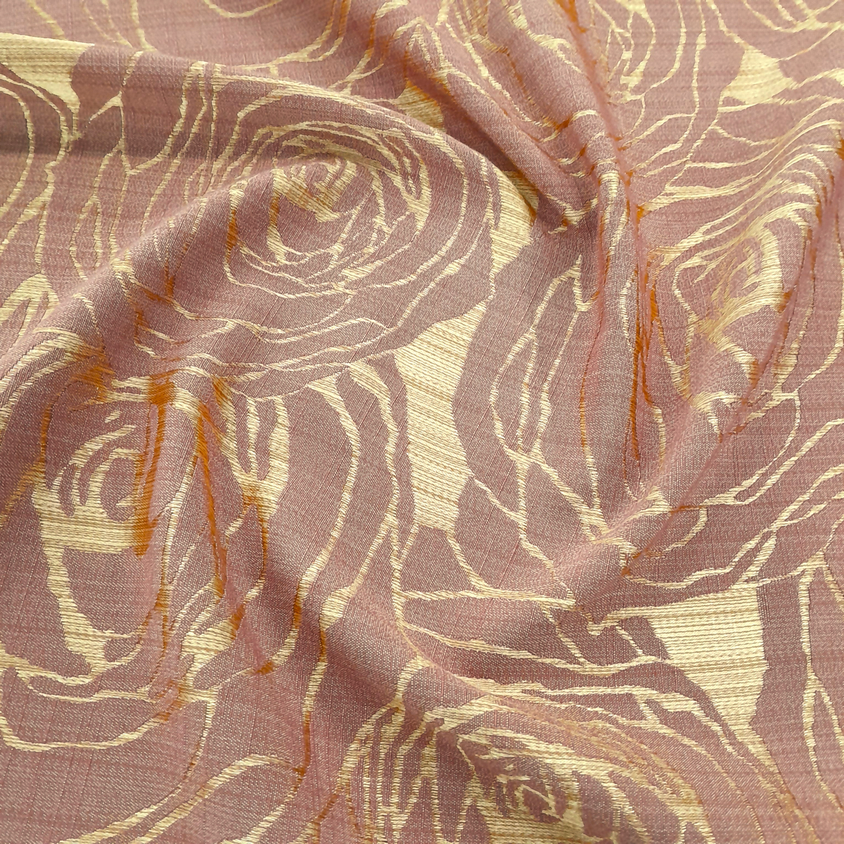 Nettex Curtain Fabrics Burnt Orange Nettex Special Clearance Curtain Floral 140 cm