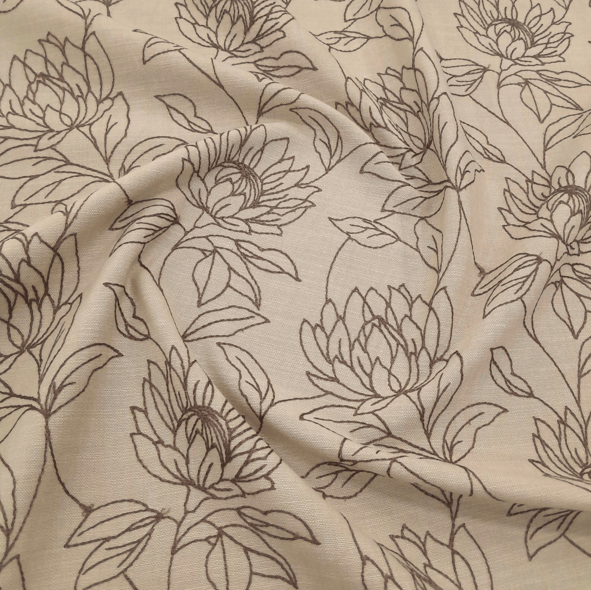 Nettex Curtain Fabrics Nettex Special Clearance Curtain Protea Cream/Brown 140 cm