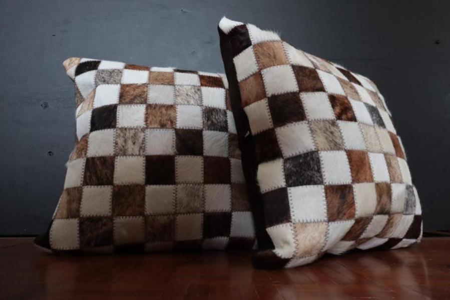 NGUNI scatter cushion Nguni Block Natural Skin Cushion 50 x 50cm Brown