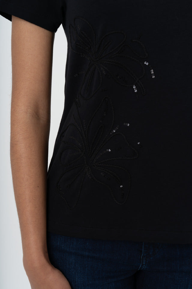 Polo Women Bella Short Sleeve Embroidered T Shirt Black