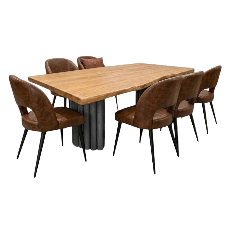Navara Dining Set With Jack Leather Chairs 7pc(2.2m Long).