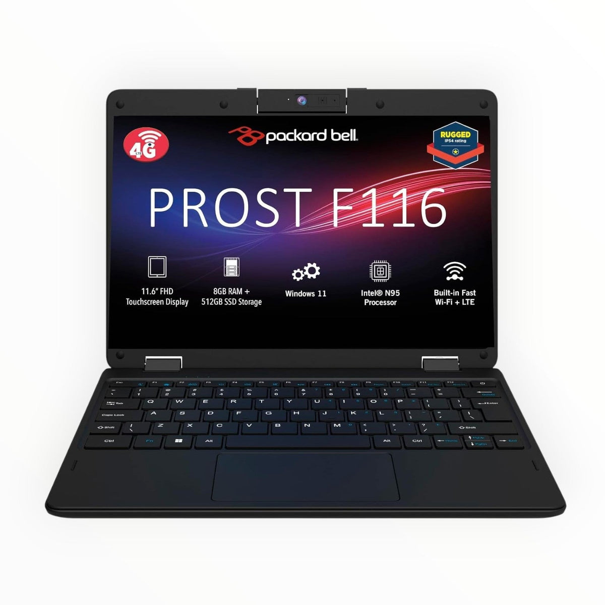 Packard Bell Prost Rugged Convertible IP54 4GLTE & Touch Screen Laptop N95 8GB 128SSD.