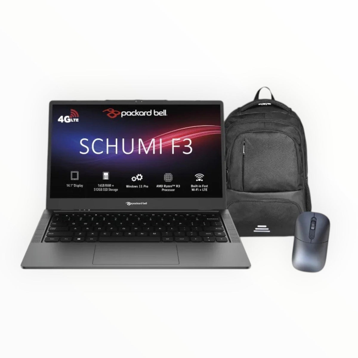 Packard Bell Schumi LTE 14.1" AMD Ryzen™ 3 16GB RAM 512GB SSD Laptop.