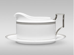 Noritake Side Plate Noritake Aidan Platinum Gravy Boat & Stand AID012