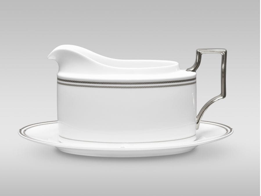 Noritake Side Plate Noritake Aidan Platinum Gravy Boat & Stand AID012