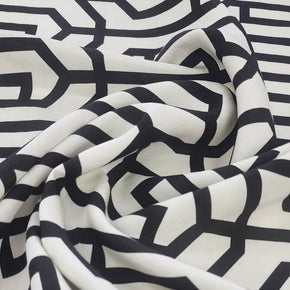 NYLON RAYON Dress Fabrics Printed Nylon Rayon Fabric Black/Cream 150cm (7427931308121)