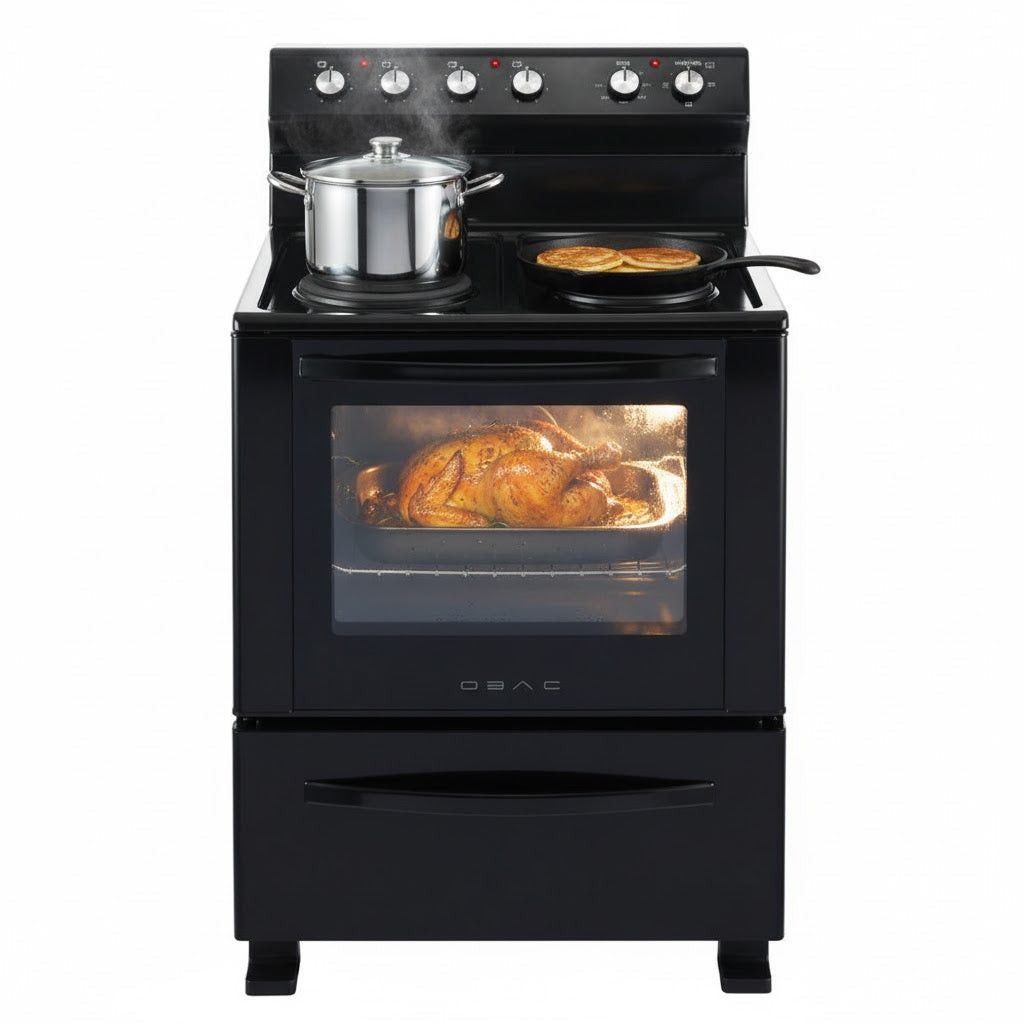 OBAC GAS/ELECTRIC STOVE OBAC Black 50cm Free Standing Electric Stove OB560RC