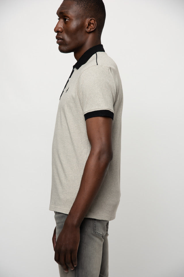 Polo Contrast Collar Piping Golfer Stone