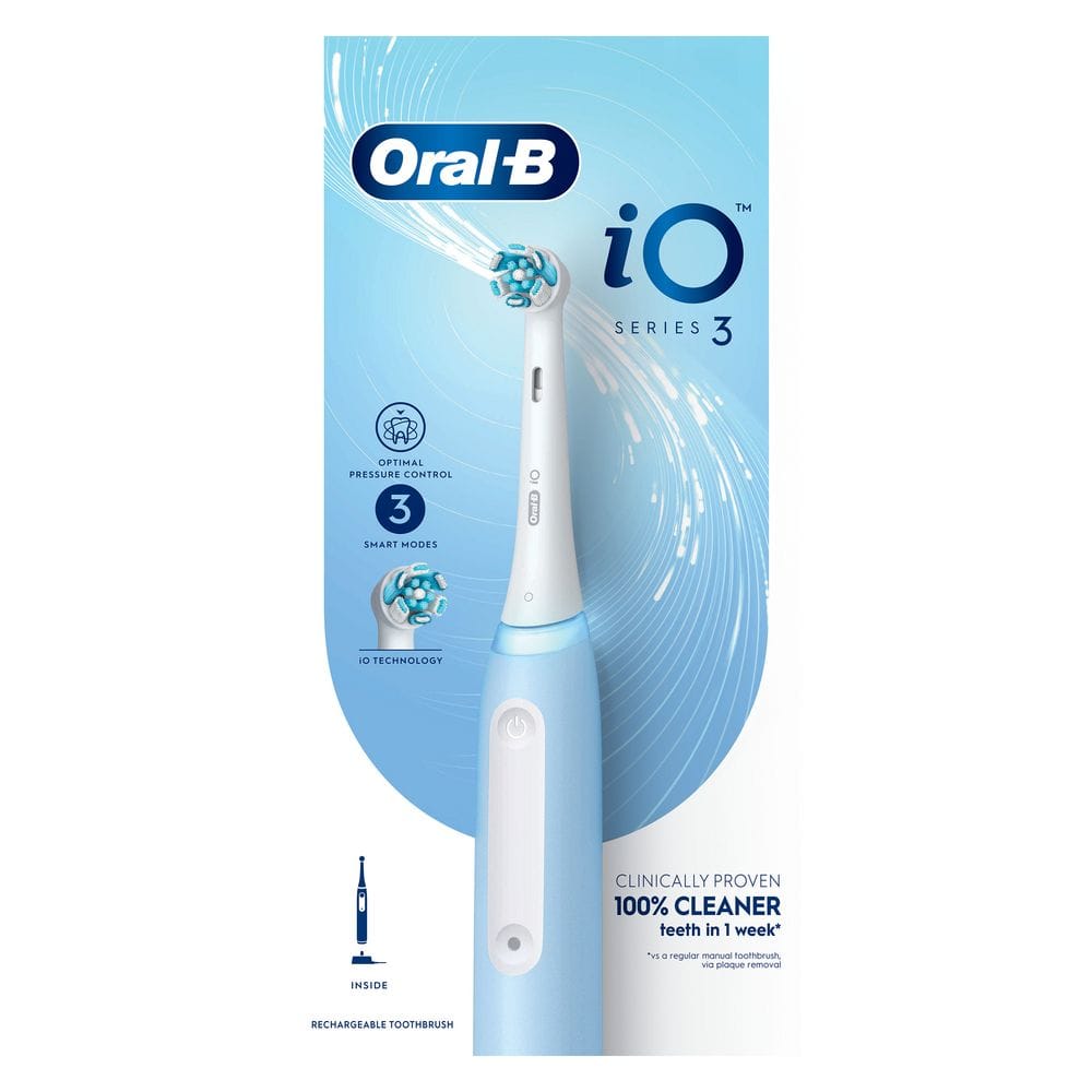 Oral-B iO Series 3 Rechargeable Electric Toothbrush, 3 Smart Modes Blue