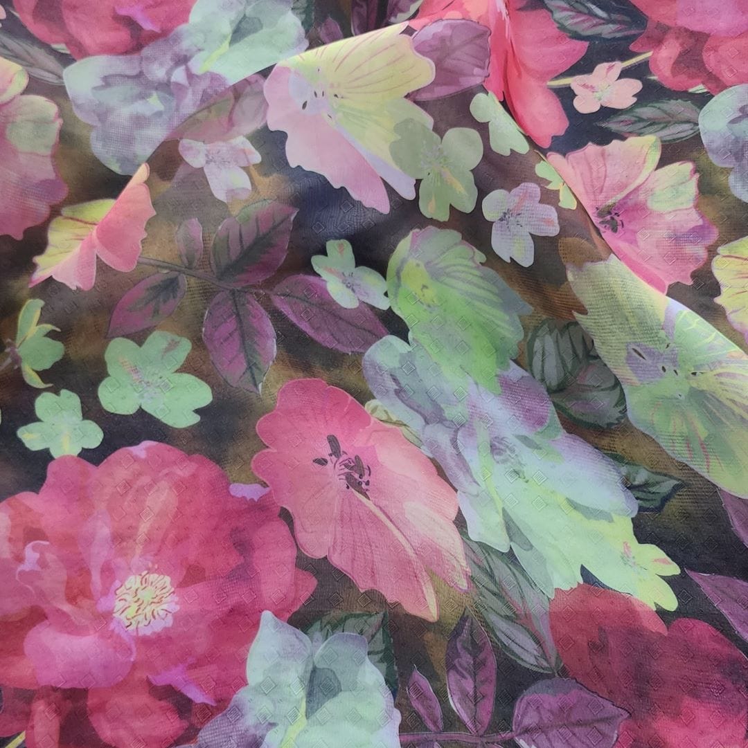 ORGANDY Dress Fabrics Printed Organdy Fabric Floral Pink 150cm (7309237715033)