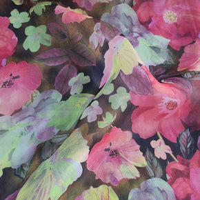 ORGANDY Dress Fabrics Printed Organdy Fabric Floral Pink 150cm (7309237715033)
