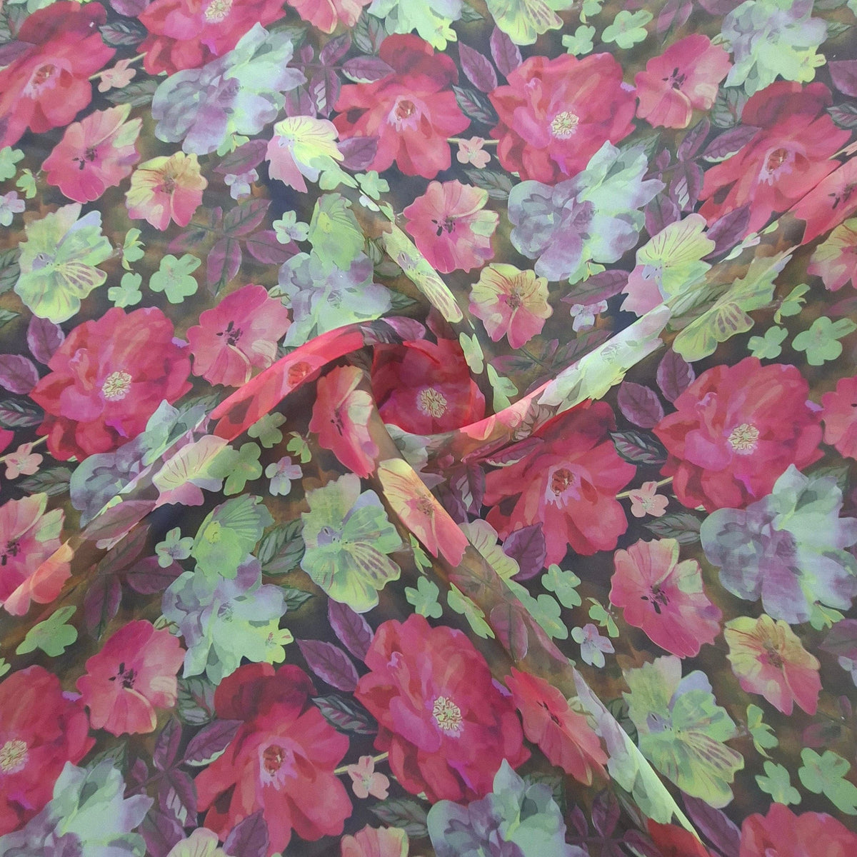 ORGANDY Dress Fabrics Yellow/Lime Printed Organdy Fabric Floral m 150cm