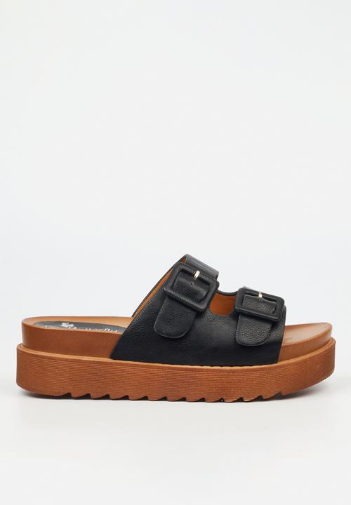 Butterfly Feet Patos 3 Two Strap Slide - Black (8007031259225)