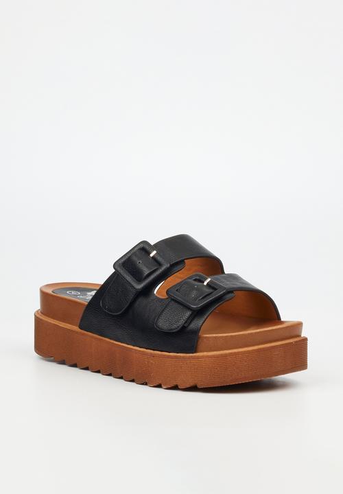 Butterfly Feet Patos 3 Two Strap Slide - Black (8007031259225)