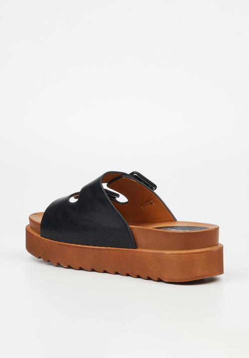 Butterfly Feet Patos 3 Two Strap Slide - Black (8007031259225)