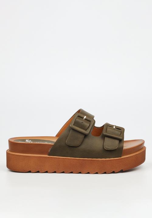 Butterfly Feet Patos 3 two Strap Slide - Olive (8007037485145)