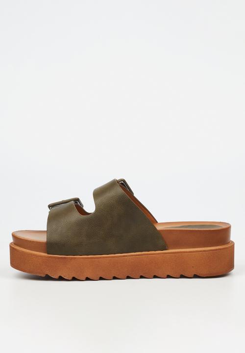 Butterfly Feet Patos 3 two Strap Slide - Olive (8007037485145)