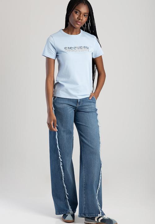 Sissy Boy Regular Fit Top With Denim And Bling Logo - Pale Blue (8011062247513)