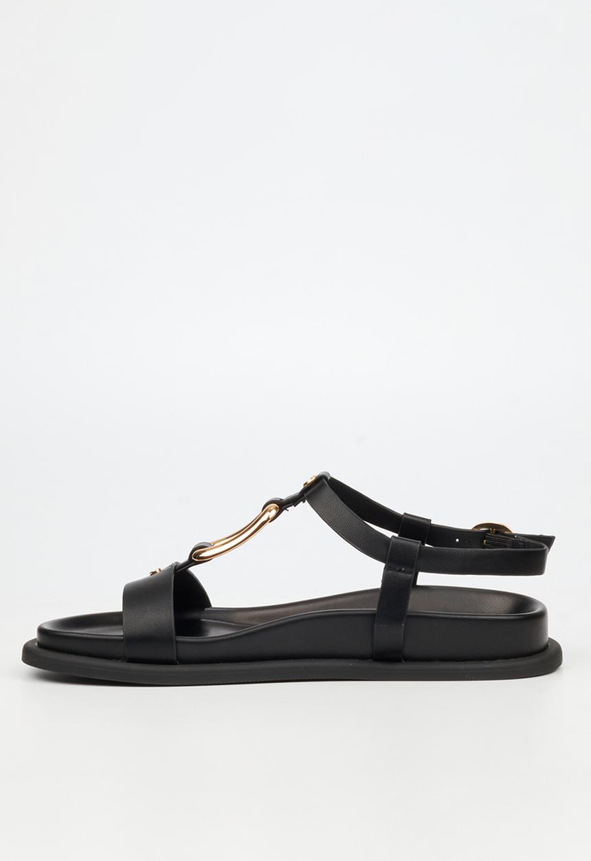 Miss Black Polpetta 4 Gold Trim Sandal-Black