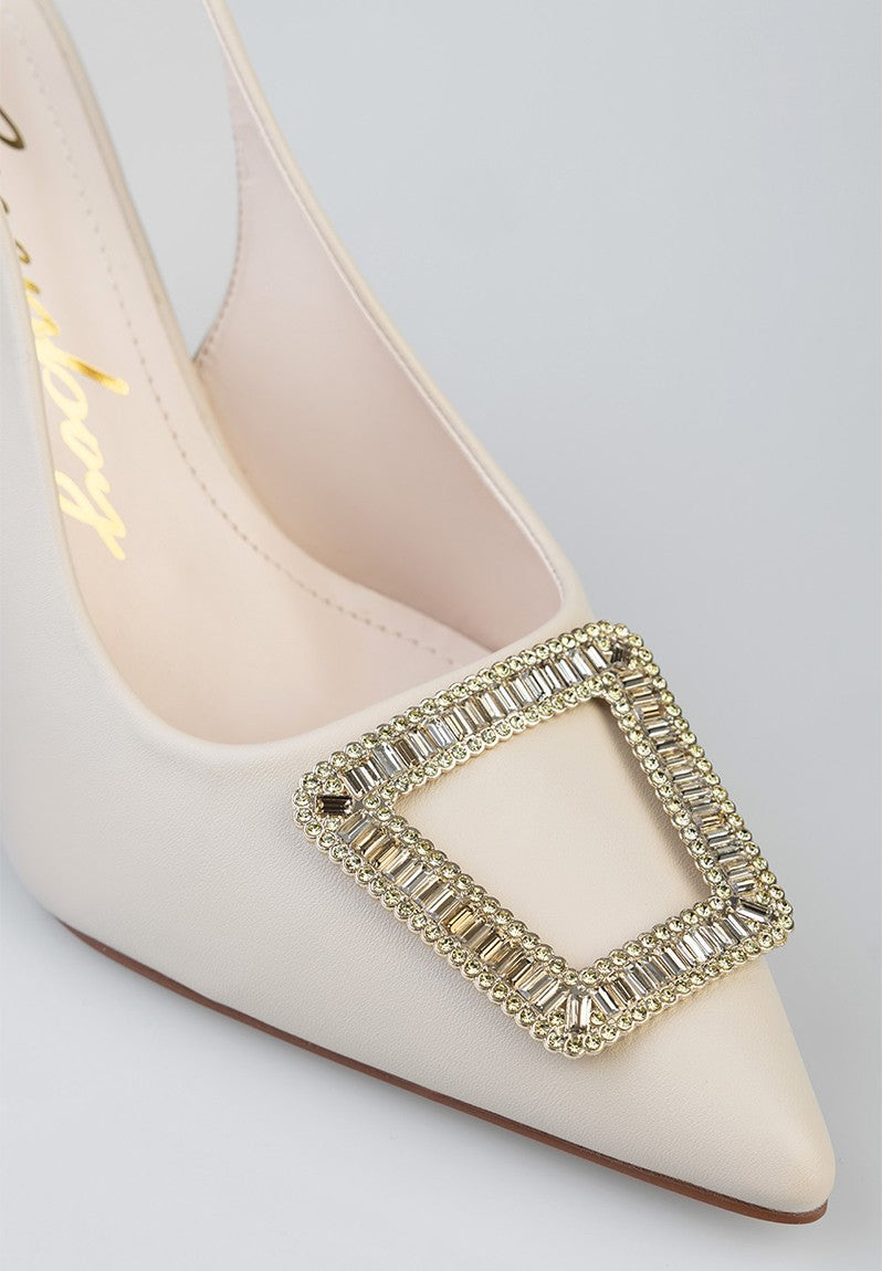 Sissyboy Ladies Paxie Slingback Heels-Cream SH1532