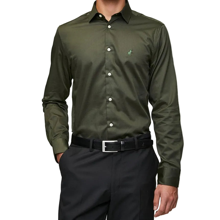 Polo Mens Essential Sateen Shirt Green 0070640
