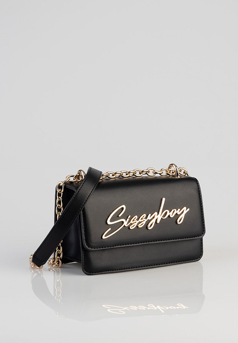 Sissy Boy Black Structured Crossbody Bag-Black BG381