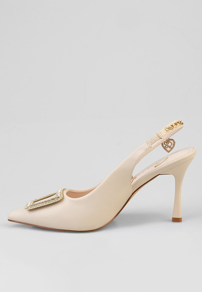 Sissyboy Ladies Paxie Slingback Heels-Cream SH1532