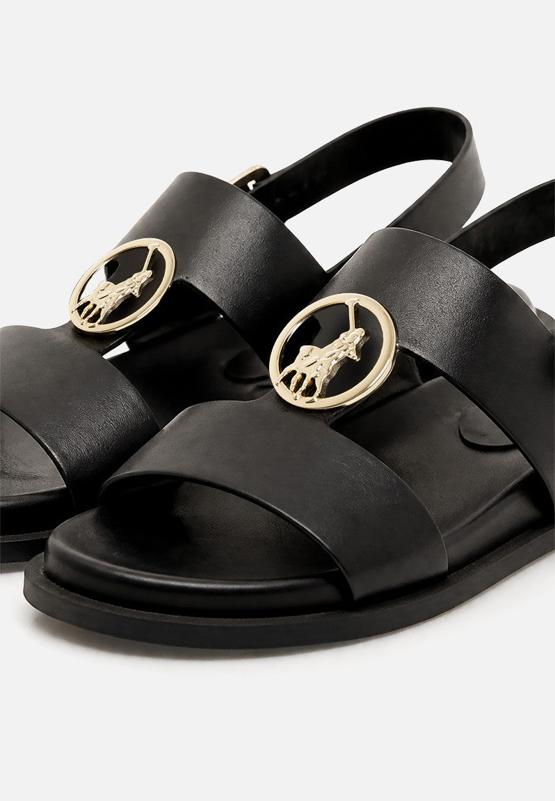 Polo Moulded Trim Leather Sandal - Black 0037972