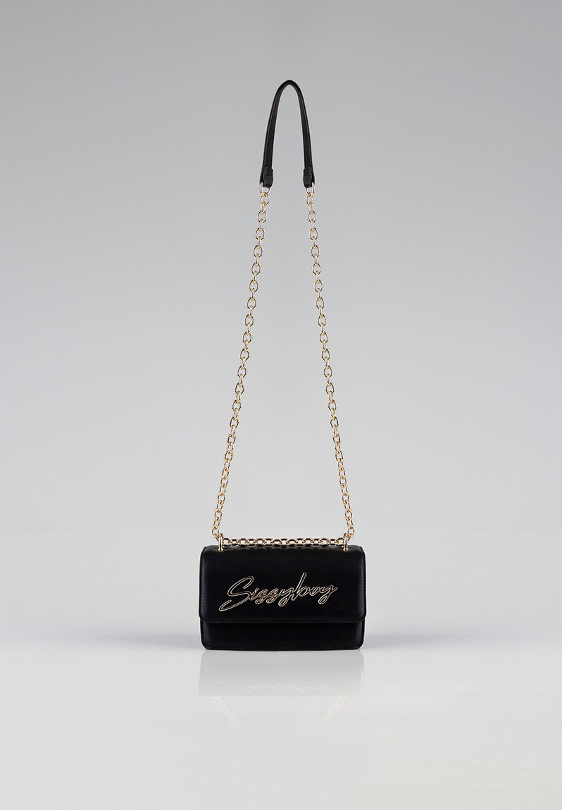 Sissy Boy Black Structured Crossbody Bag-Black BG381