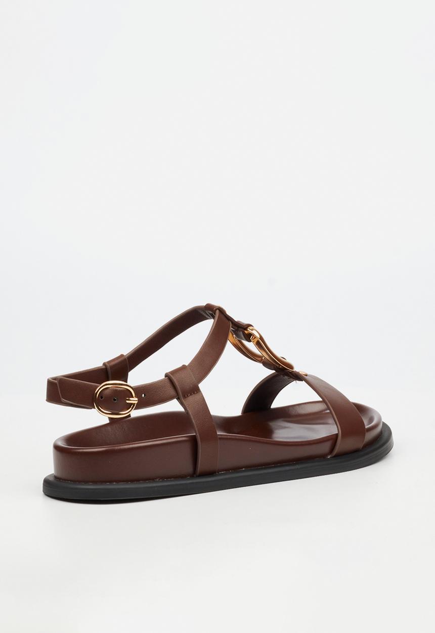 Miss Black Polpetta 4 Gold Trim Sandal-Chocolate