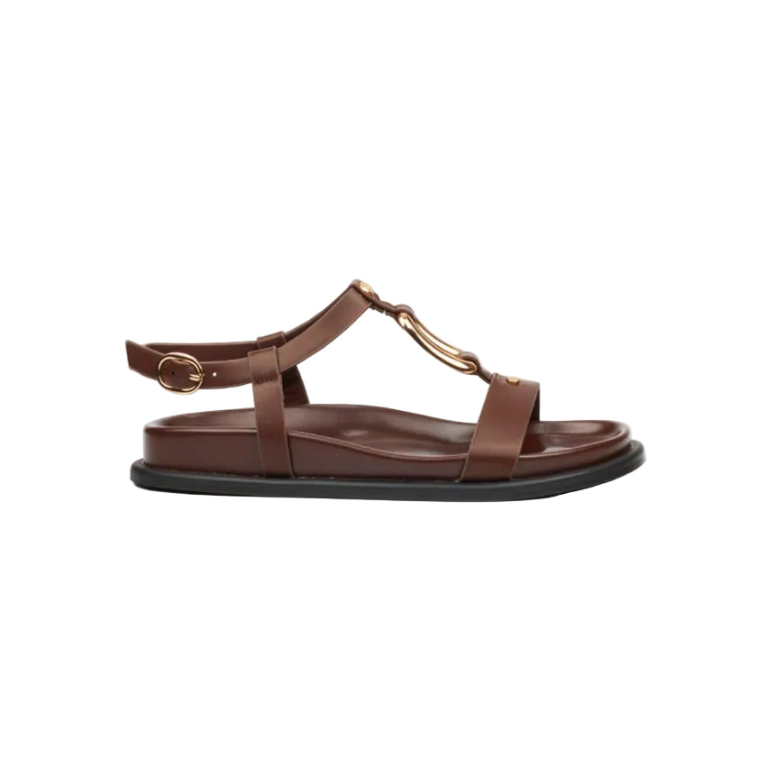 Miss Black Polpetta 4 Gold Trim Sandal-Chocolate