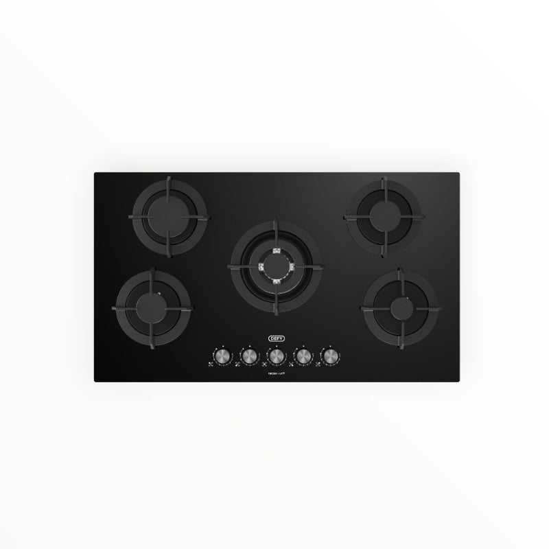 Defy 90cm Black 5 Burner Gas Hob DHG905