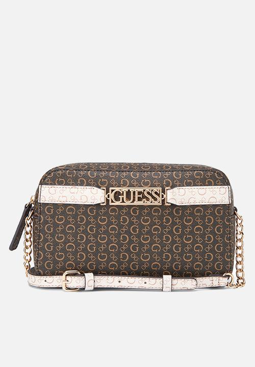 Guess Perrez mini crossbody top zip - brown