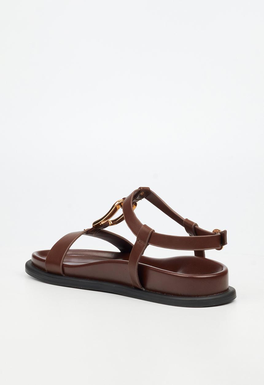 Miss Black Polpetta 4 Gold Trim Sandal-Chocolate