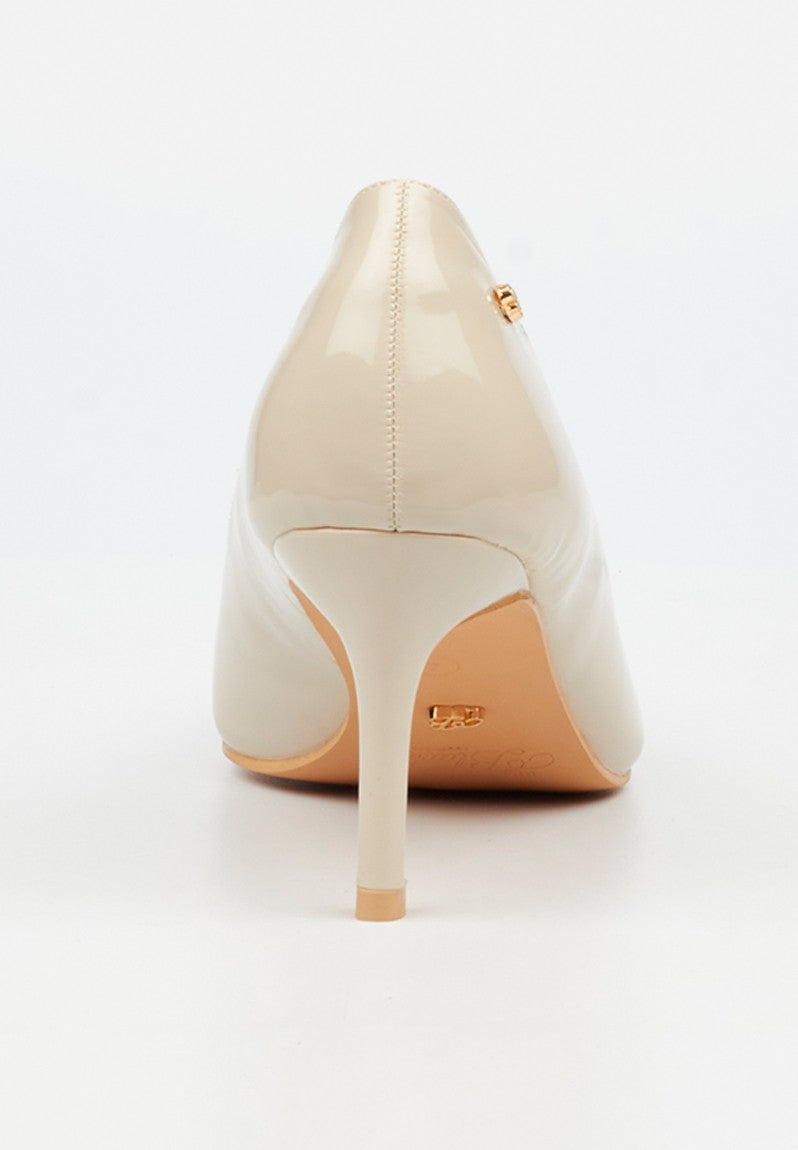 Miss Black Ladies Nola 5 Scallow Low Heel-Natural/Bone