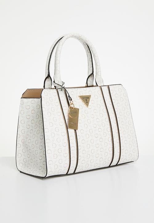Guess Cassian Satchel Tote Bag - White (8025765544025)